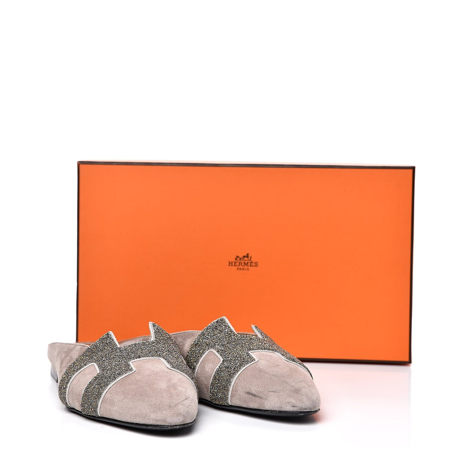 Suede Goatskin Crystal Roxane Mules 38 Champagne Rose Grey