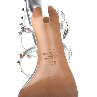 Valentino Garavani Metallic Nappa Rockstud Gladiator 105mm Sandals 36 Silver 9 of 12