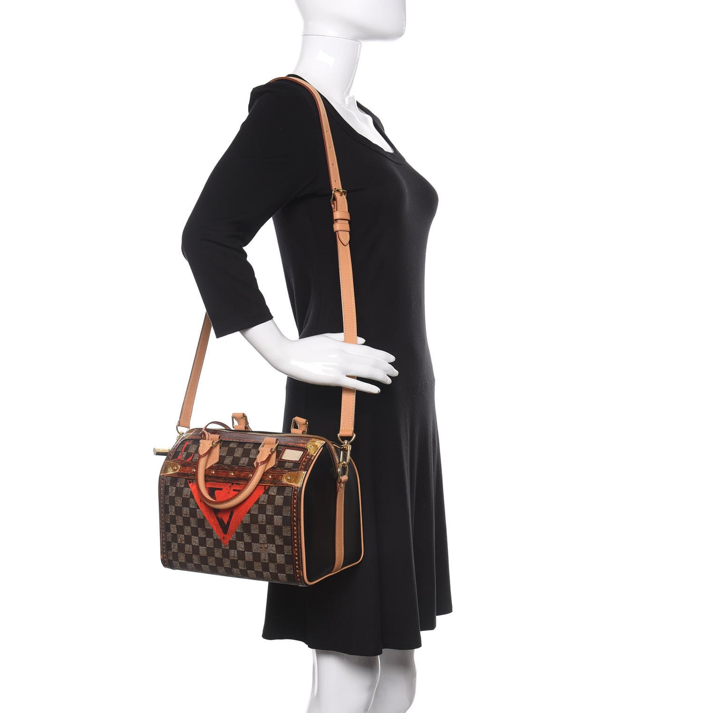 Transformed Damier Ebene Time Trunk Speedy Bandouliere 25 Black