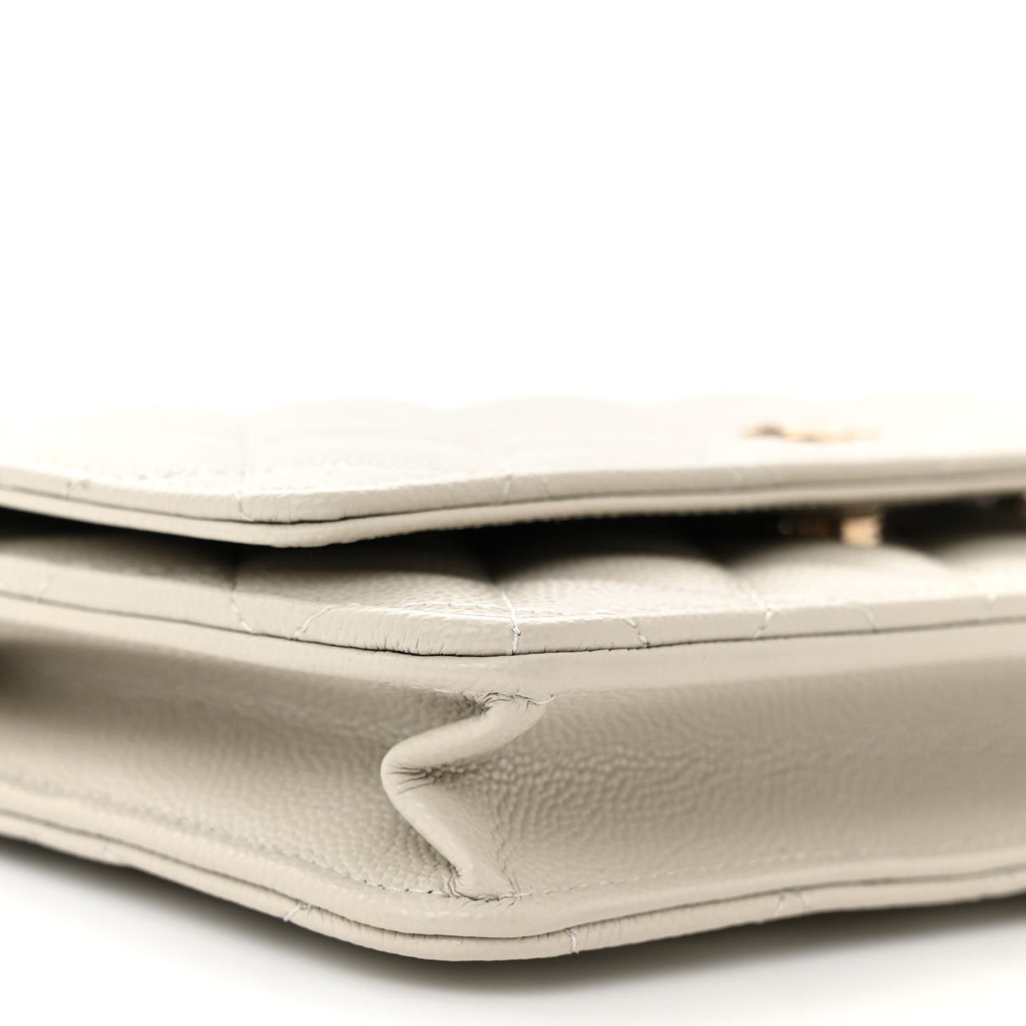 Caviar Quilted Wallet On Chain WOC Light Gray