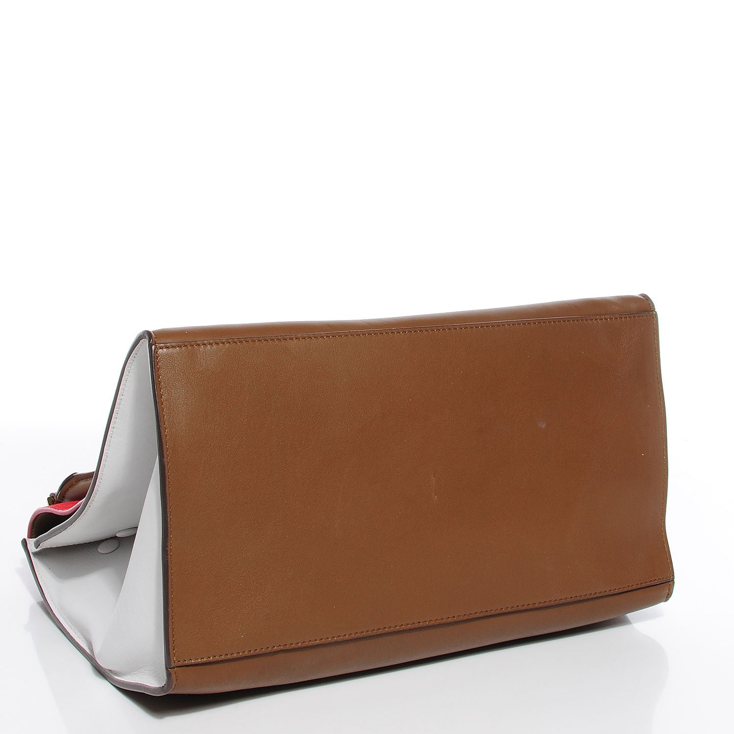 Celine Calfskin and Suede Large Tri-Color Trapeze Vermillion 4 of 7