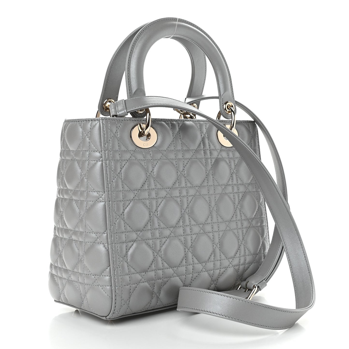 Pearly Lambskin Cannage Medium Lady Dior Opaline