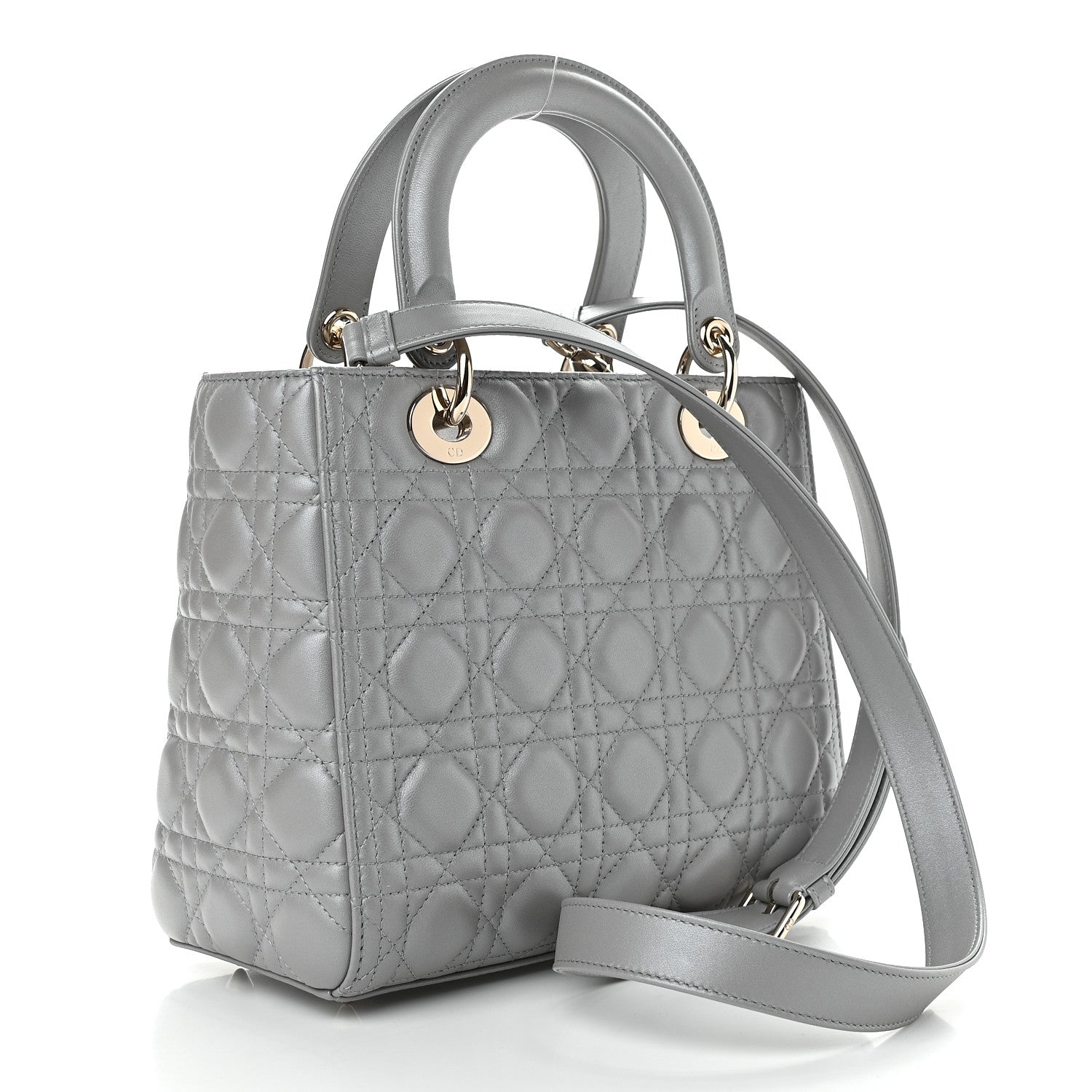 Christian Dior Pearly Lambskin Cannage Medium Lady Dior Opaline 3 of 8