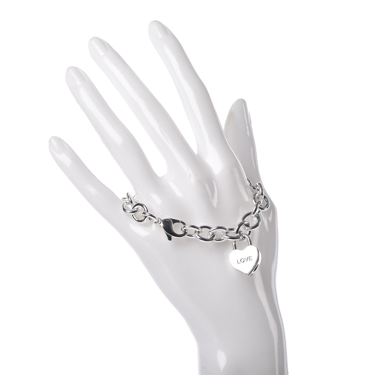 Tiffany Sterling Silver Heart Love Charm Bracelet 2 of 8