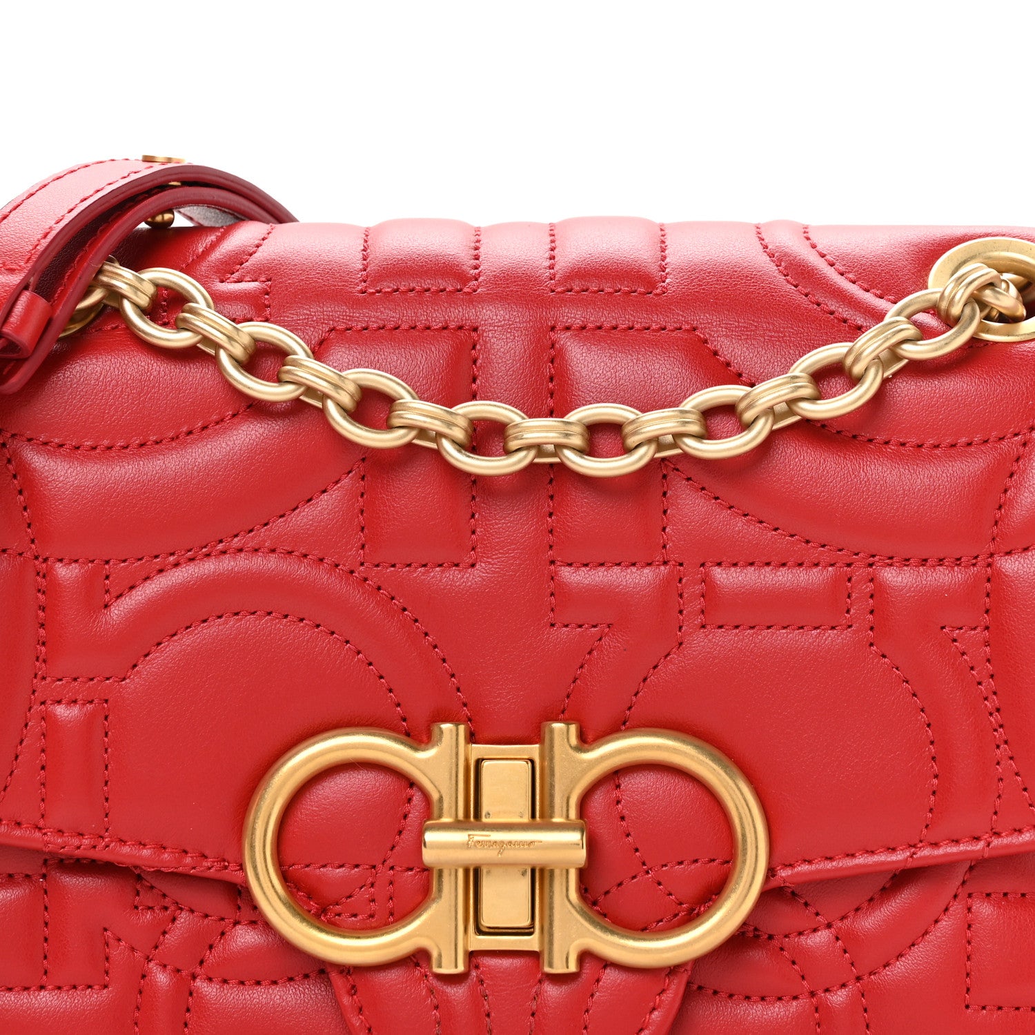 Salvatore Ferragamo Calfskin Quilted Gancini Flap Bag Lipstick 7 of 10