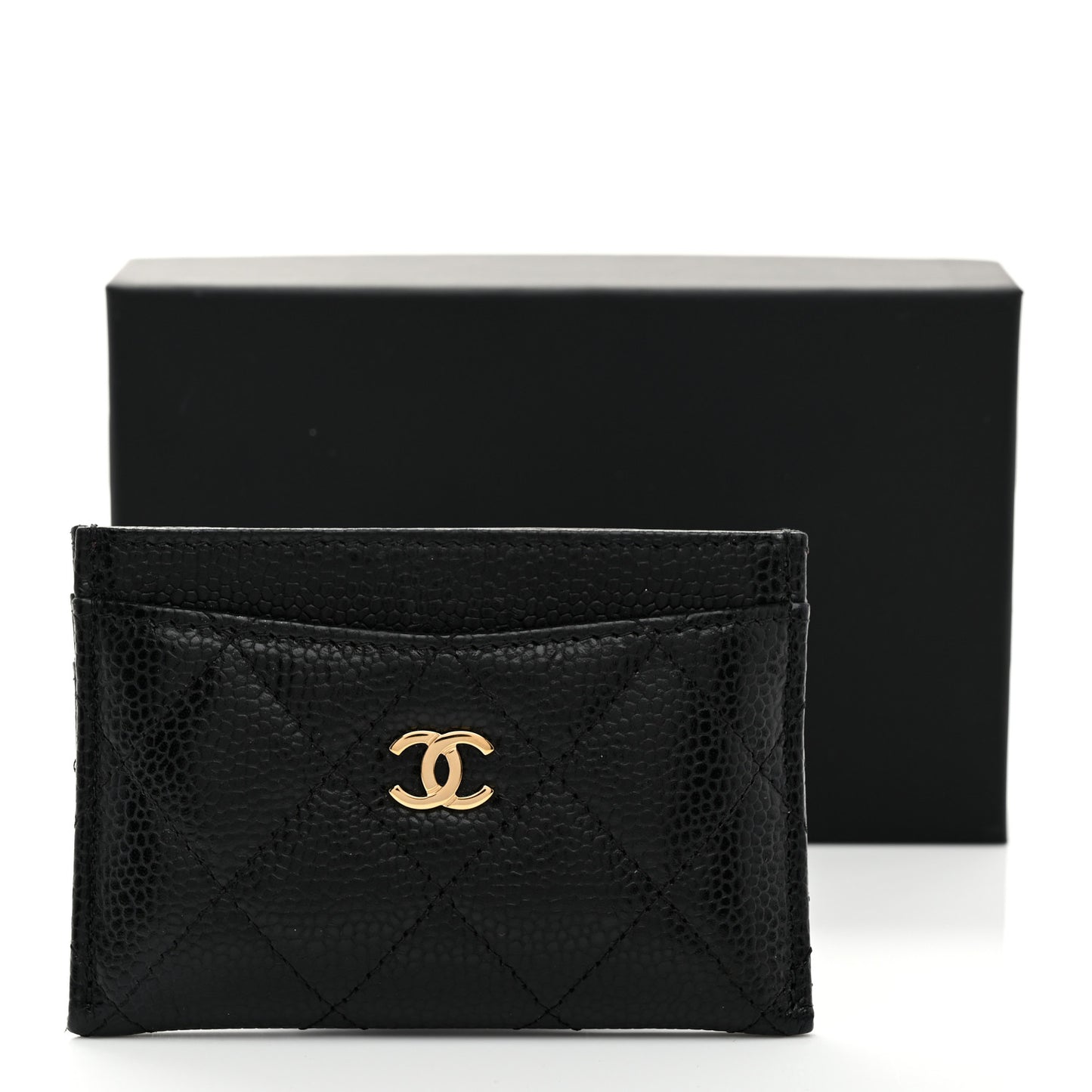 Caviar Quilted Card Holder Black