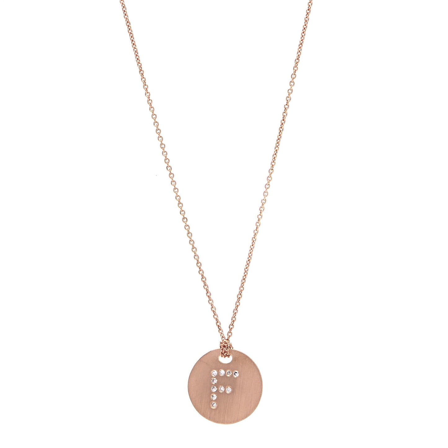 18K Rose Gold Diamond Tiny Treasures Initial F Pendant Necklace