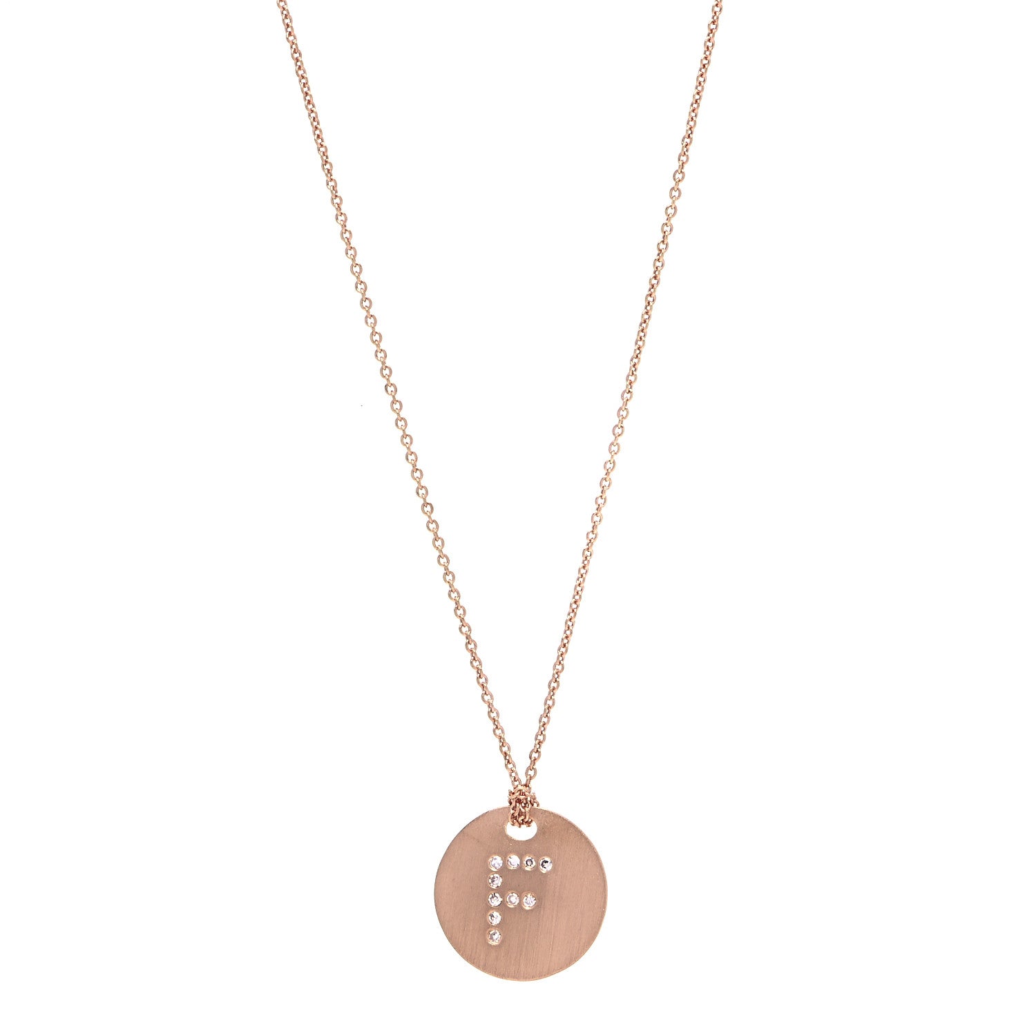Roberto Coin 18K Rose Gold Diamond Tiny Treasures Initial F Pendant Necklace 1 of 5