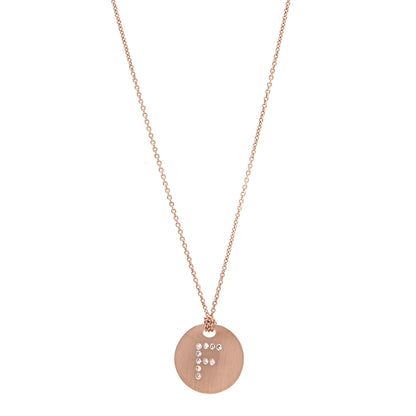 Roberto Coin 18K Rose Gold Diamond Tiny Treasures Initial F Pendant Necklace 1 of 5