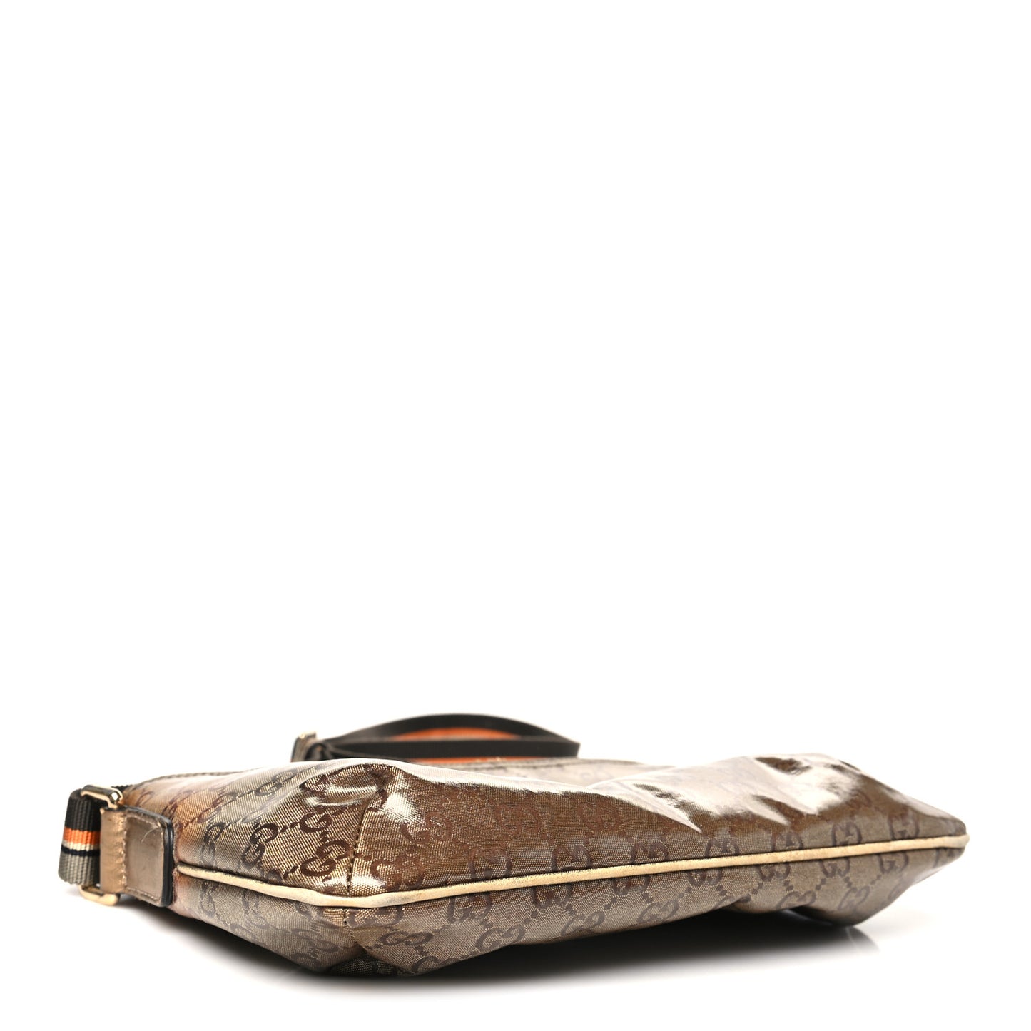 Crystal Monogram Web Small Flat Messenger Crossbody Bronze