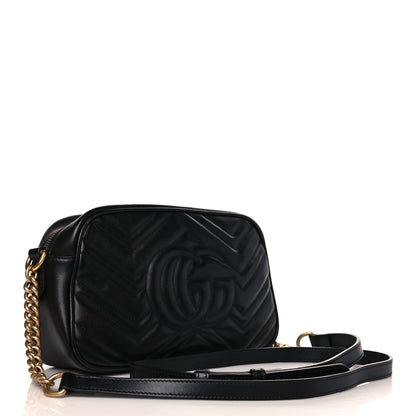 Gucci Calfskin Matelasse Small GG Marmont Chain Shoulder Bag Black 3 of 10
