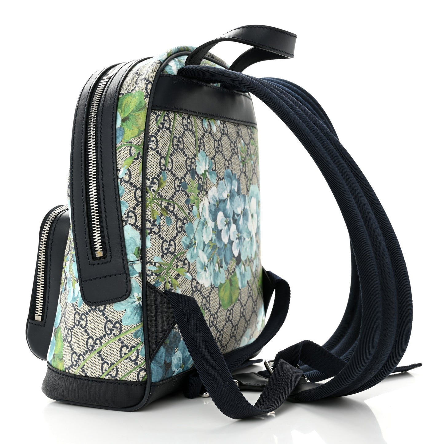 GG Supreme Monogram Blooms Small Day Backpack Blue