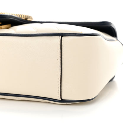 Gucci Vintage Effect Calfskin Matelasse Diagonal Small Torchon GG Marmont Shoulder Bag Mystic White Blue Agata 10 of 11