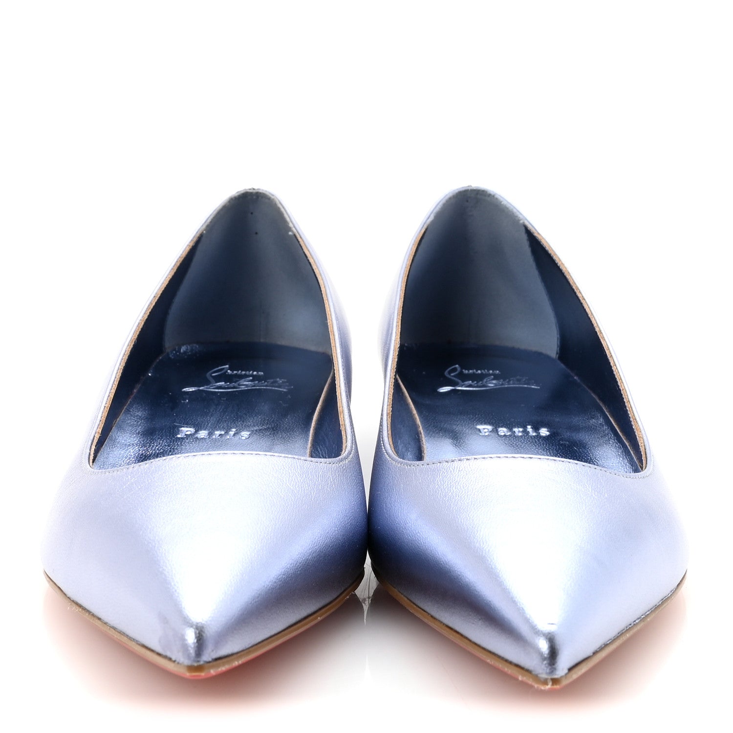 Christian Louboutin Metallic Nappa Anjalina Flats Flats 37.5 Blue 3 of 8