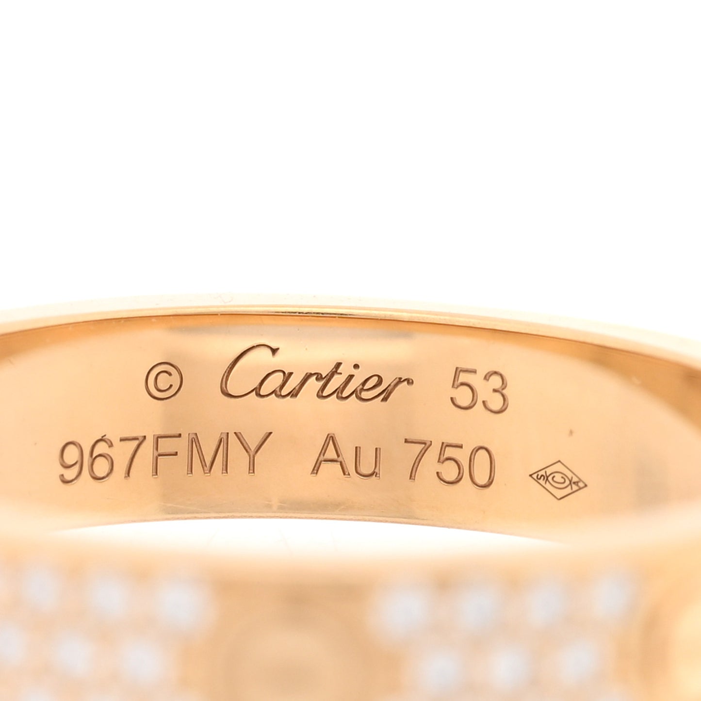 18K Yellow Gold Diamond 4mm LOVE Wedding Paved Band Ring 53 6.5