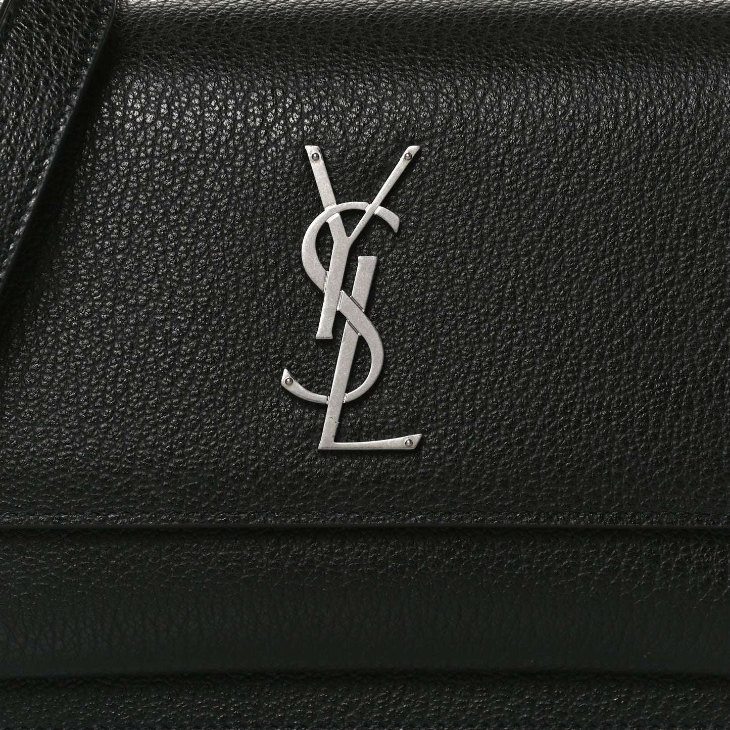 Grained Calfskin Medium Monogram Sunset Satchel Black