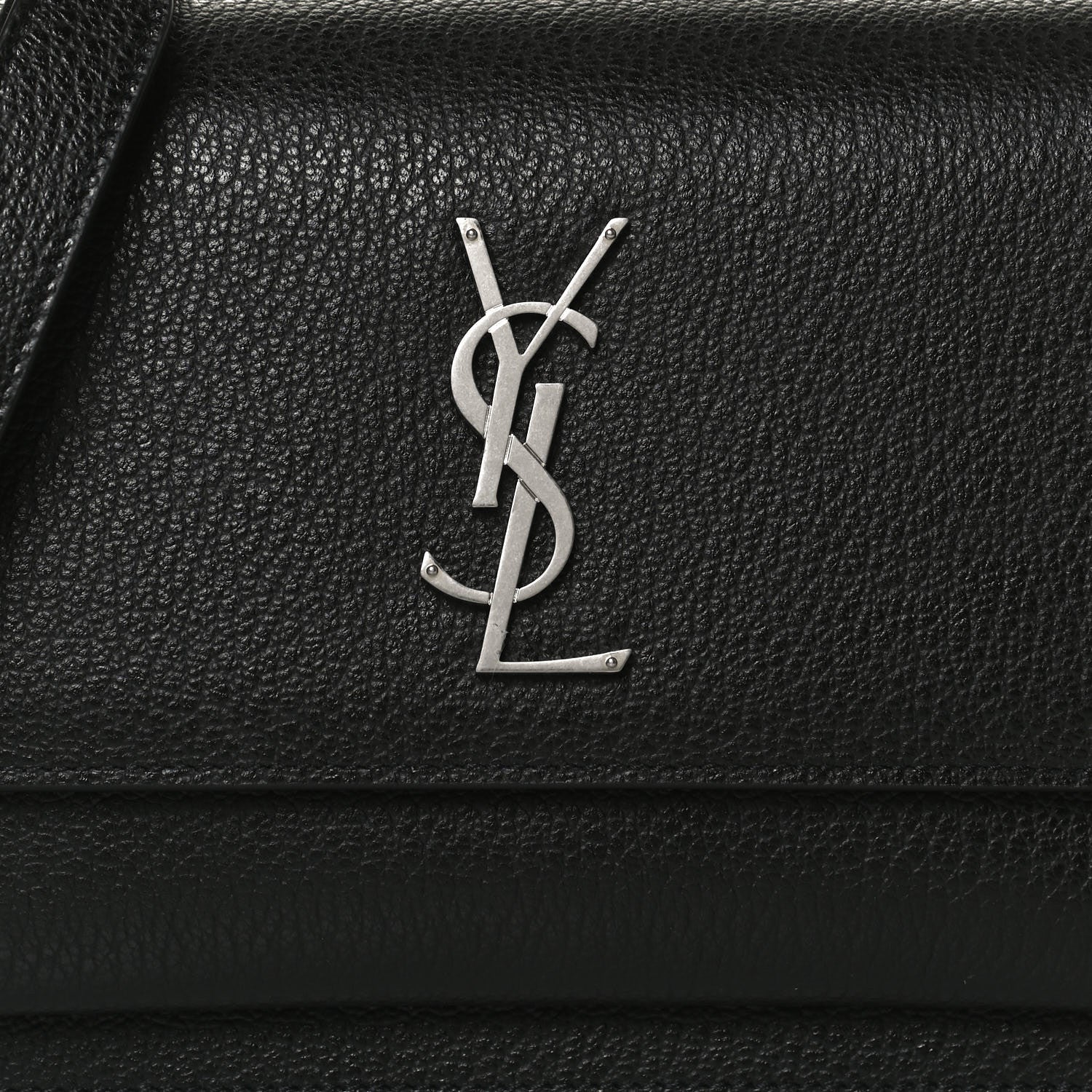 Saint Laurent Grained Calfskin Medium Monogram Sunset Satchel Black 9 of 15