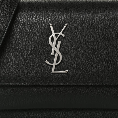 Saint Laurent Grained Calfskin Medium Monogram Sunset Satchel Black 9 of 15
