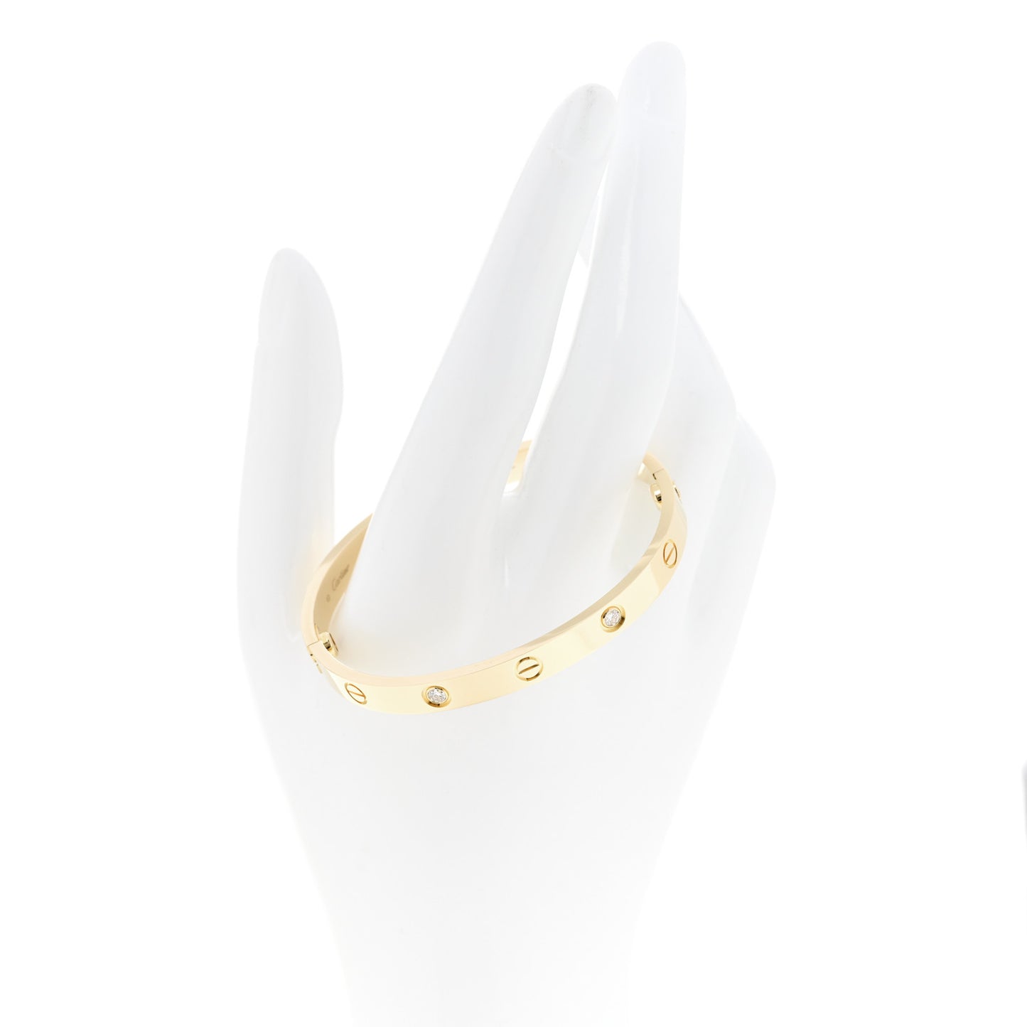 18K Yellow Gold 4 Diamond LOVE Bracelet 17