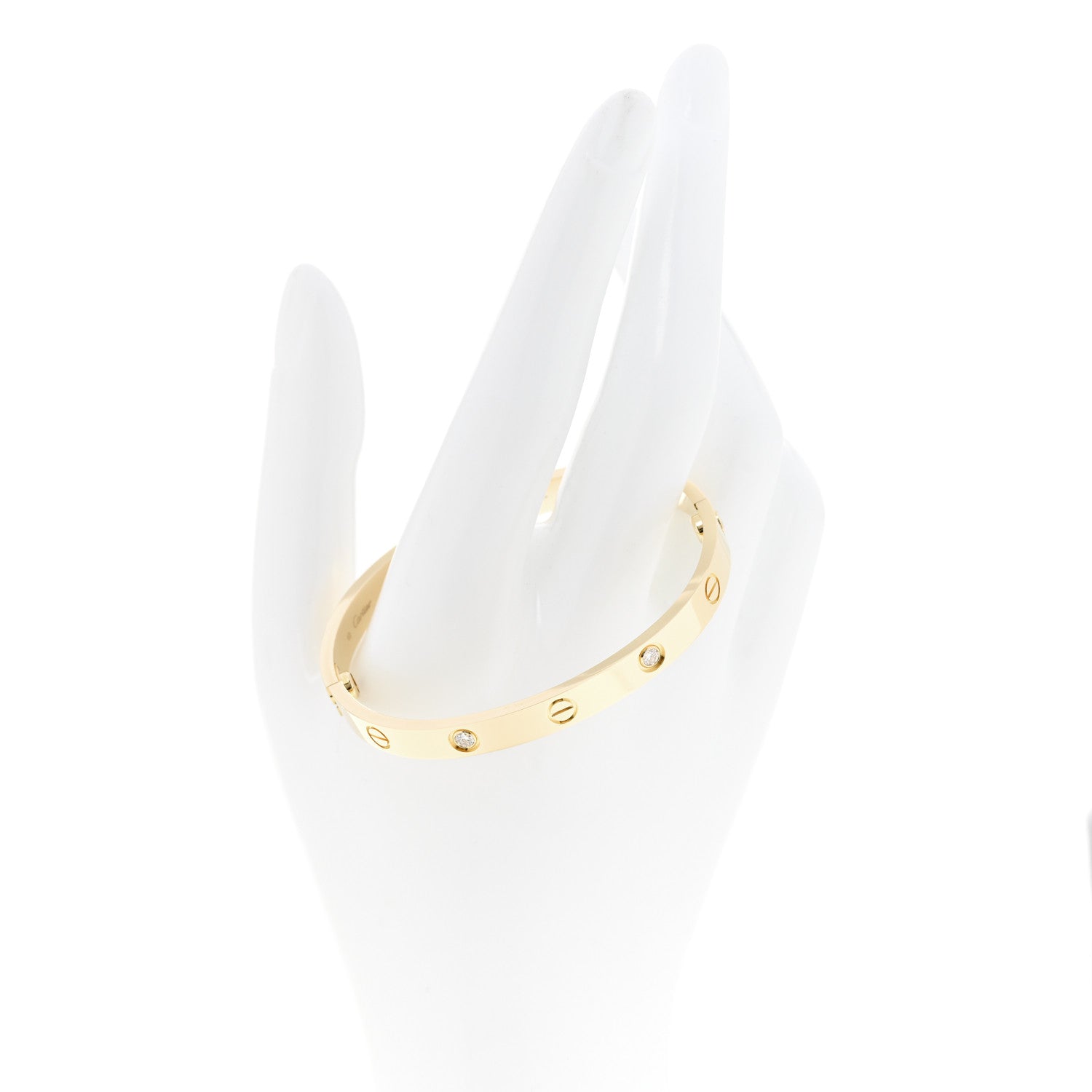 Cartier 18K Yellow Gold 4 Diamond LOVE Bracelet 17 2 of 7