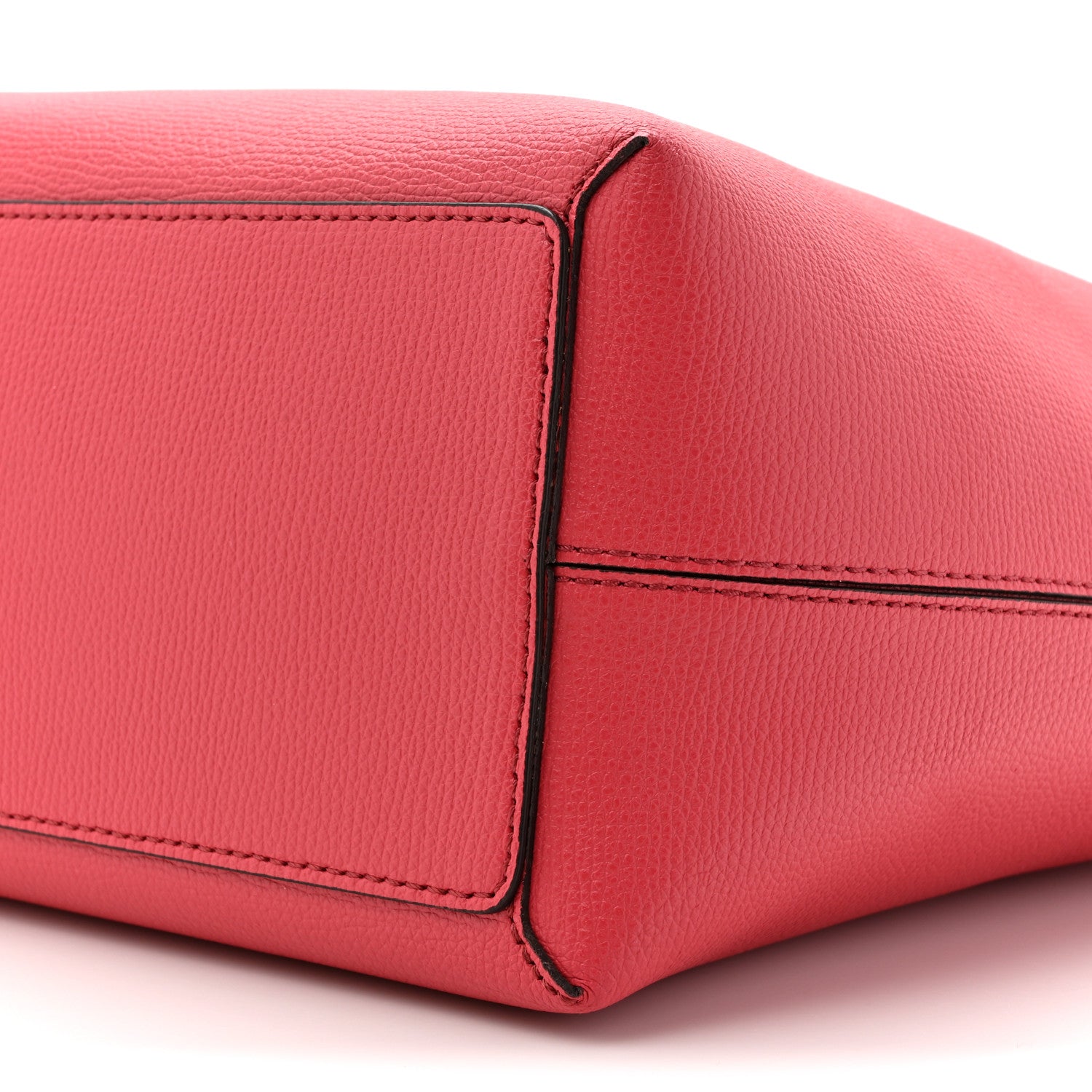 Burberry Grainy Calfskin Haymarket Check Medium Reversible Tote Coral Red 14 of 16