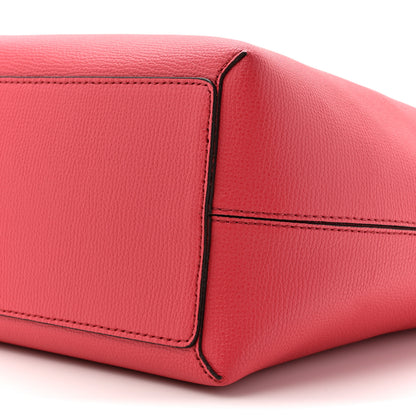 Burberry Grainy Calfskin Haymarket Check Medium Reversible Tote Coral Red 14 of 16