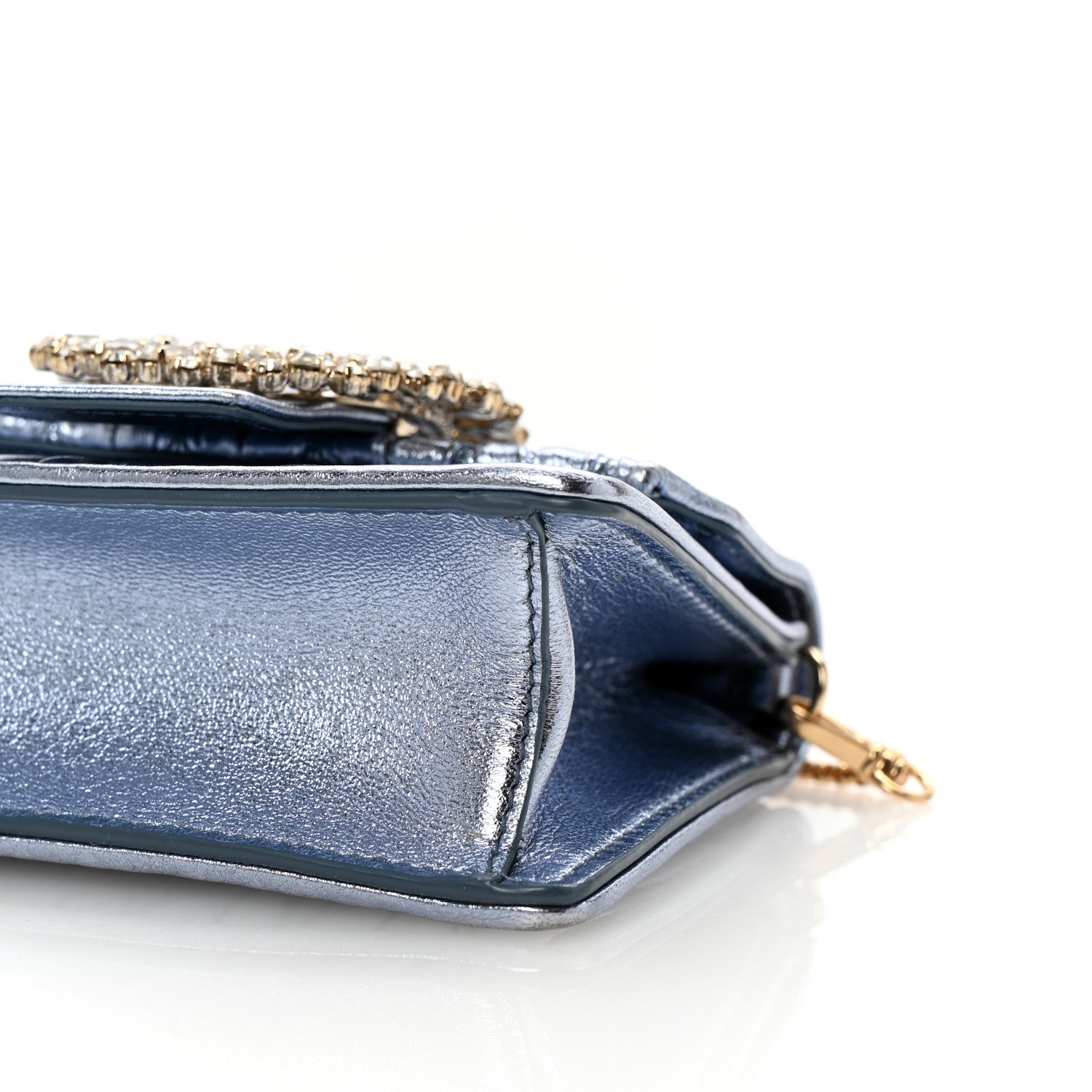 Miu Miu Matelasse Crystal Embellished Mini Chain Shoulder Bag Light Blue 11 of 11