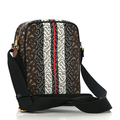 Burberry E-Canvas Monogram Stripe Messenger Bag Brown 3 of 9