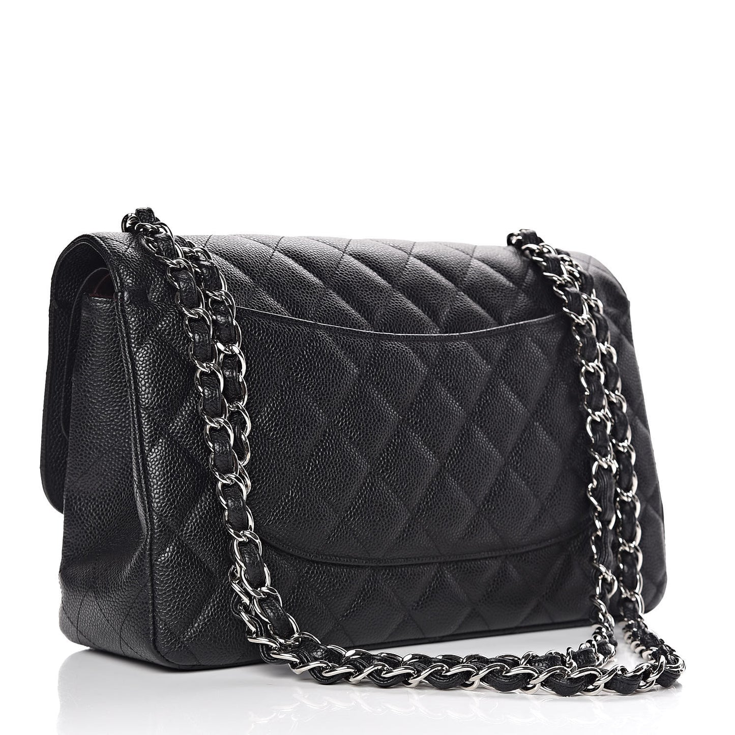 Caviar Quilted Jumbo Double Flap Black