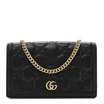 Gucci Calfskin GG Matelasse Chain Wallet Black 1 of 12