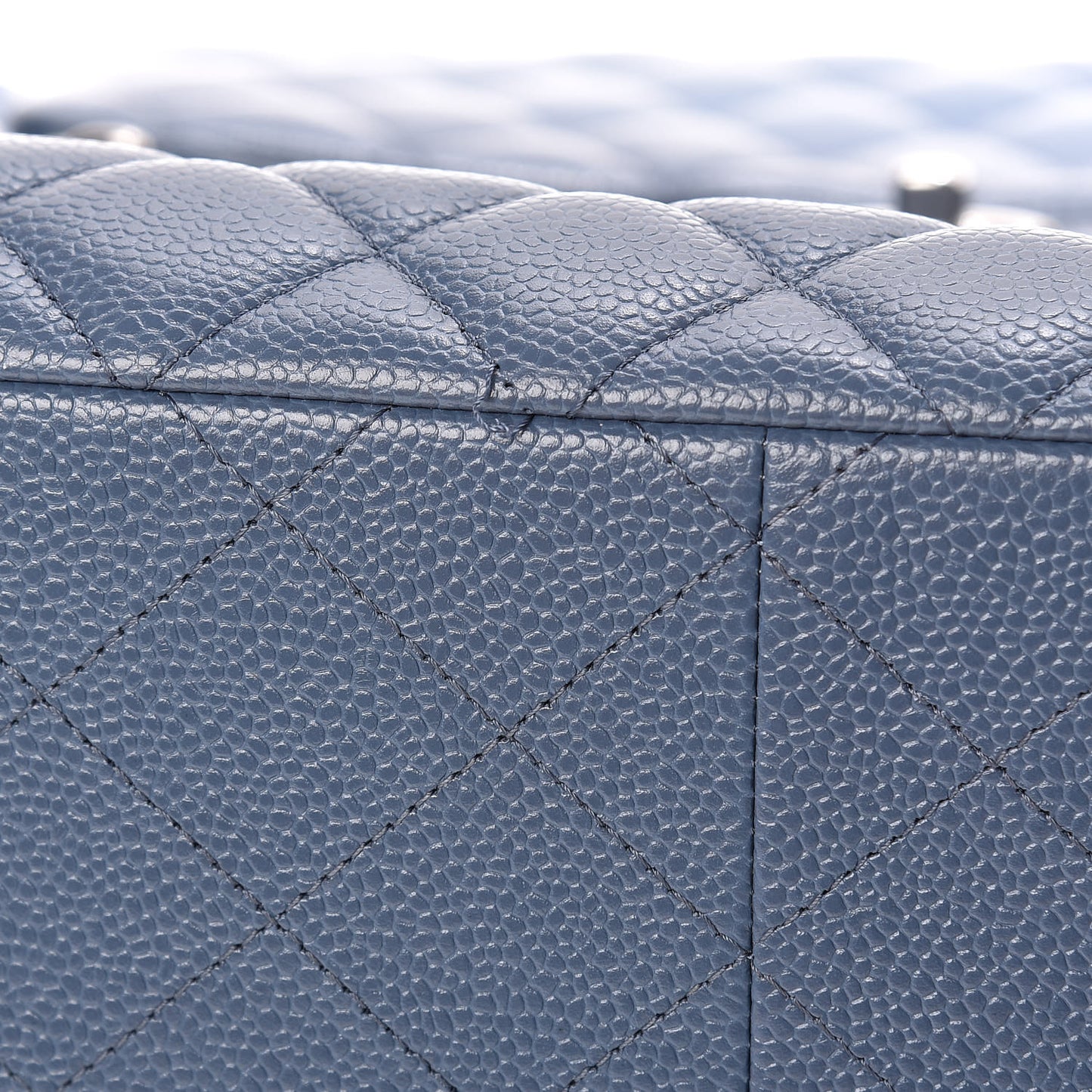 Caviar Quilted Flap Tote Blue