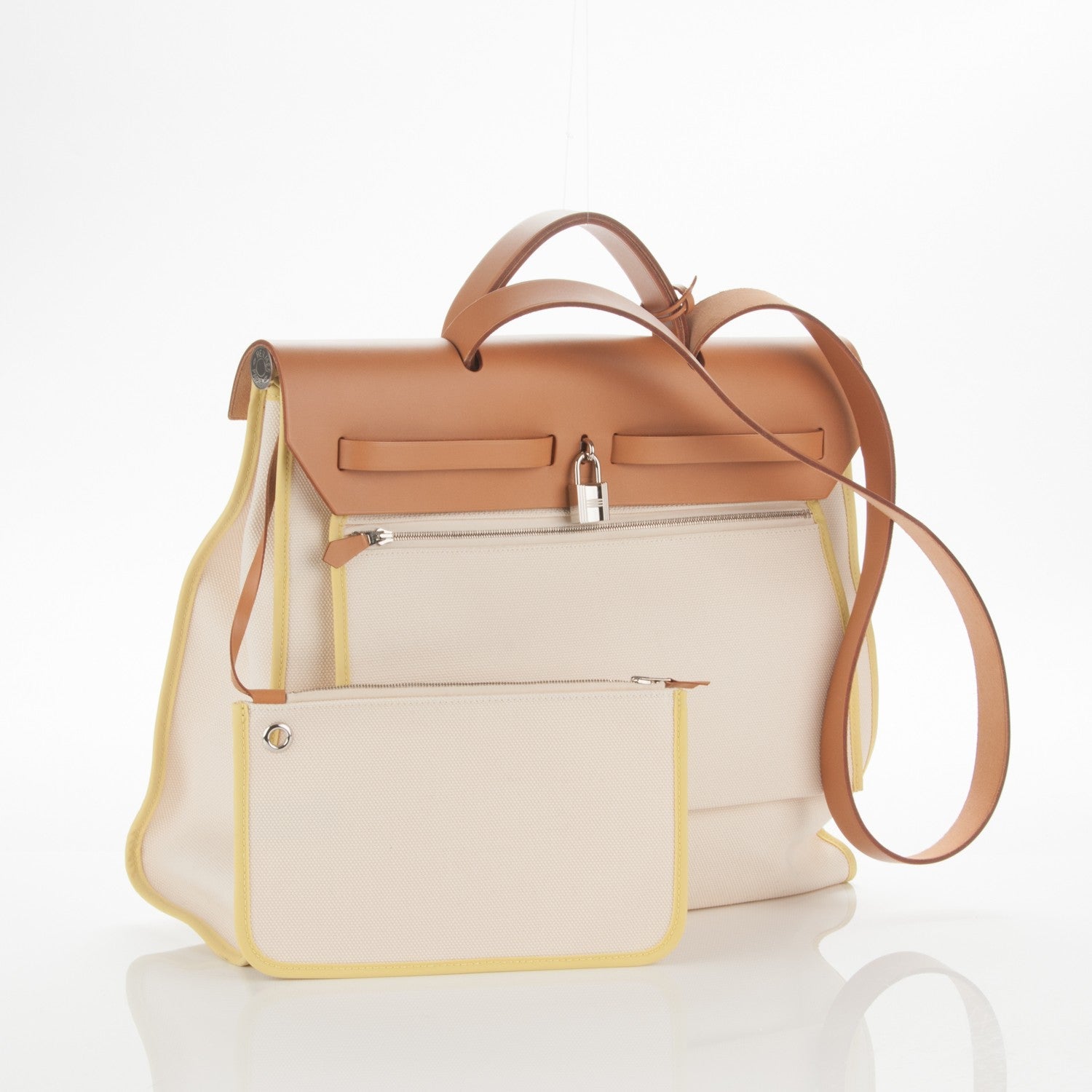 Hermes Toile Vache Hunter Herbag Zip 39 MM White Soufre 3 of 8