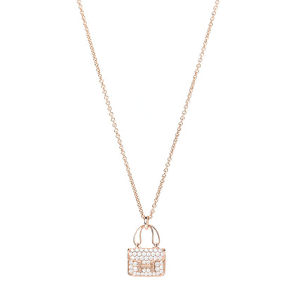 Hermes 18K Rose Gold Diamond Constance Amulettes Pendant Necklace 1 of 6