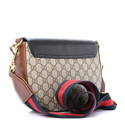 Gucci GG Supreme Monogram Web Medium Padlock Messenger Shoulder Bag Black 2 of 8