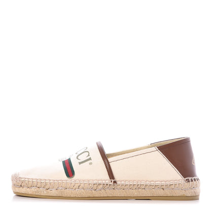 Gucci Canvas Miro Soft Calfskin Logo Mens Espadrilles 6 Greggio Cuir 1 of 15