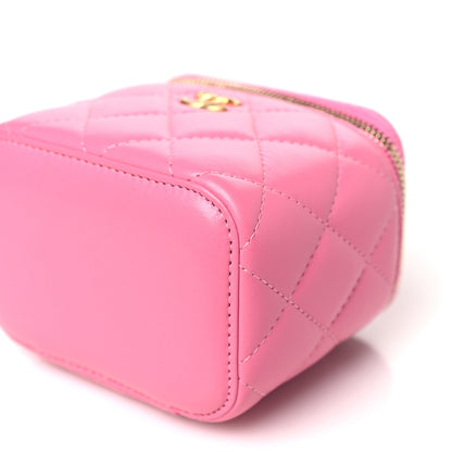 Chanel Lambskin Quilted Pearl Crush Mini Vanity Case With Chain Pink 10 of 10