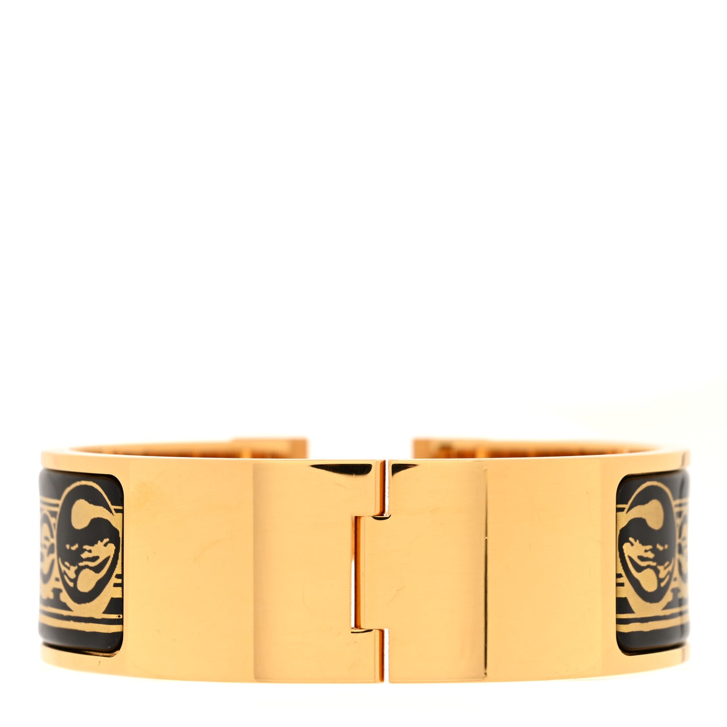 Enamel Printed Bijoux Trompe L’Oeil Wide Clic Clac H Bracelet PM Black