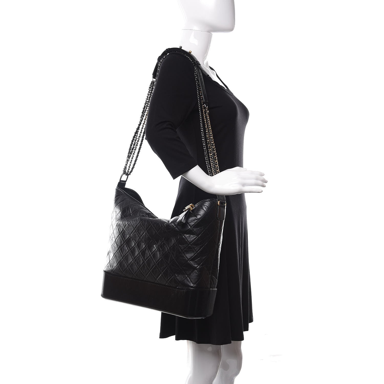 Chanel Aged Calfskin Quilted Maxi Gabrielle Hobo Black 2 of 10