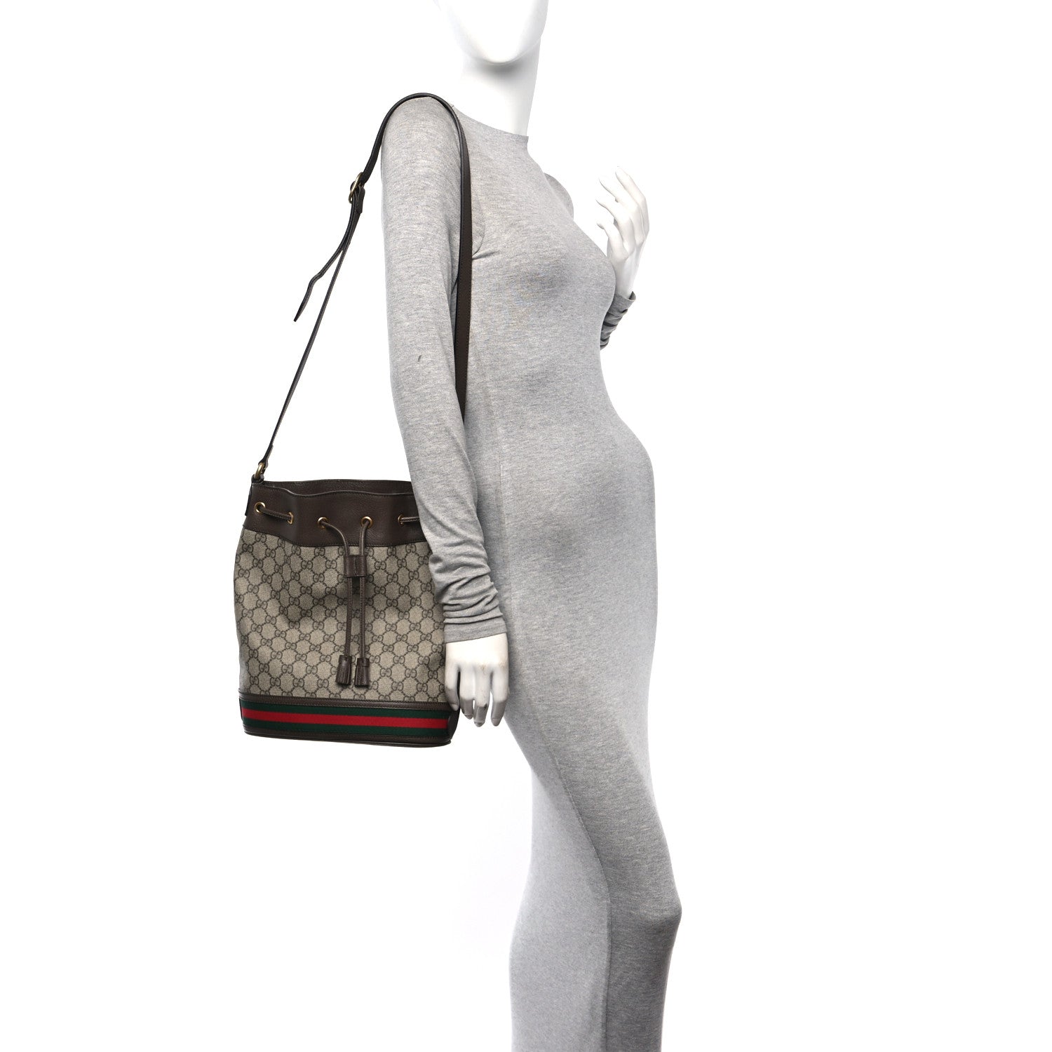 Gucci GG Supreme Monogram Web Ophidia Bucket Bag Brown 2 of 10