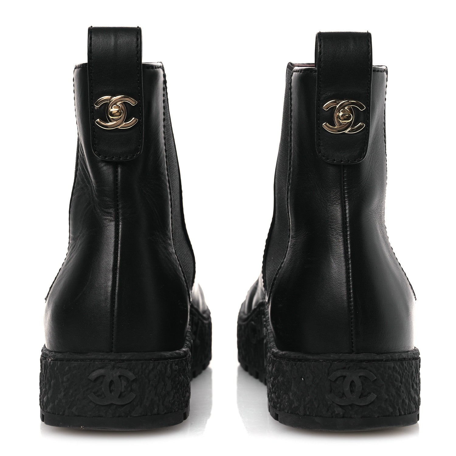 Chanel Calfskin Cap Toe CC Ankle Boots 38 Black 6 of 12