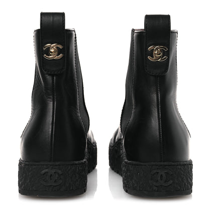 Chanel Calfskin Cap Toe CC Ankle Boots 38 Black 6 of 12