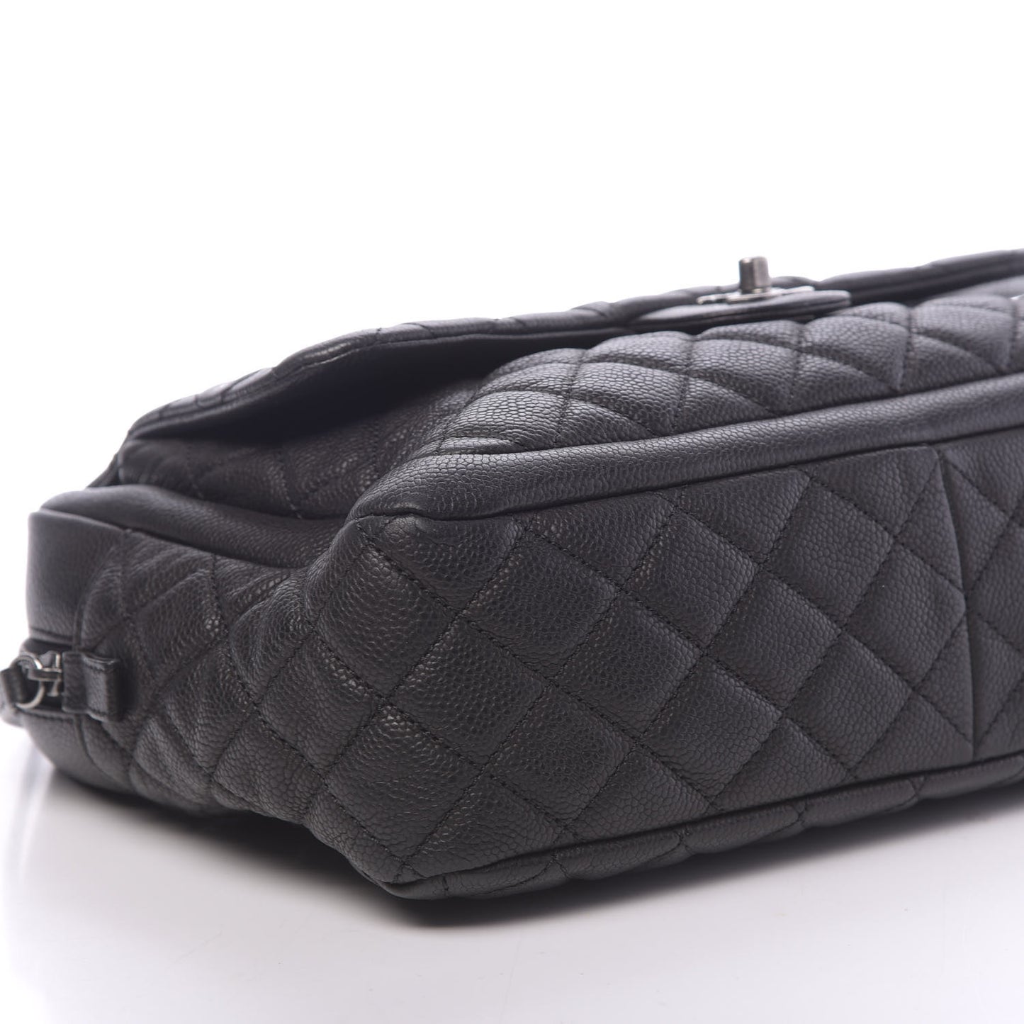 Caviar Quilted Travel Flap Tote Black