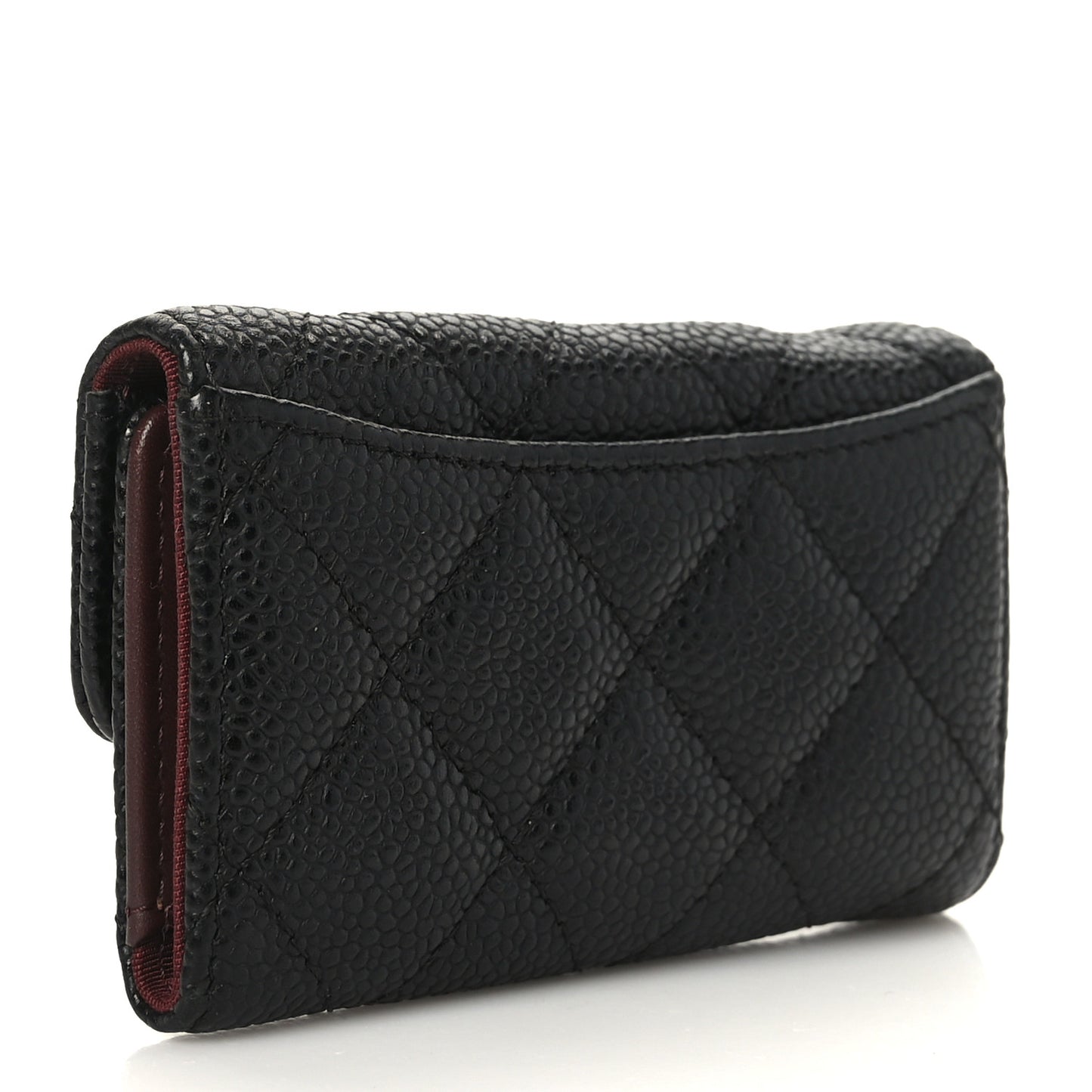 Caviar Quilted 6 Key Holder Black