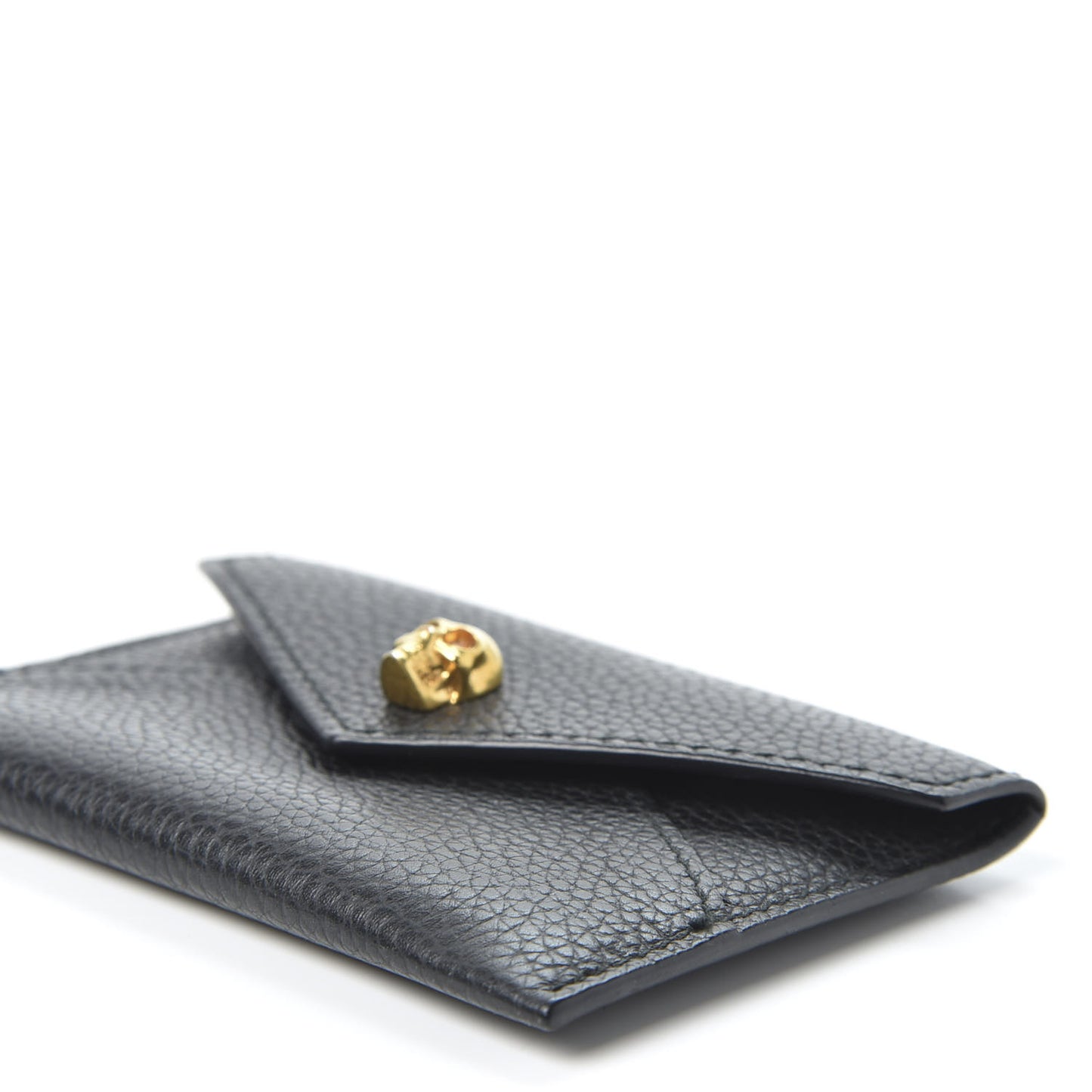 Calfskin Skull Envelope Card Holder Black