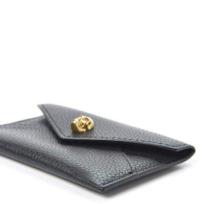 Alexander McQueen Calfskin Skull Envelope Card Holder Black 6 of 7