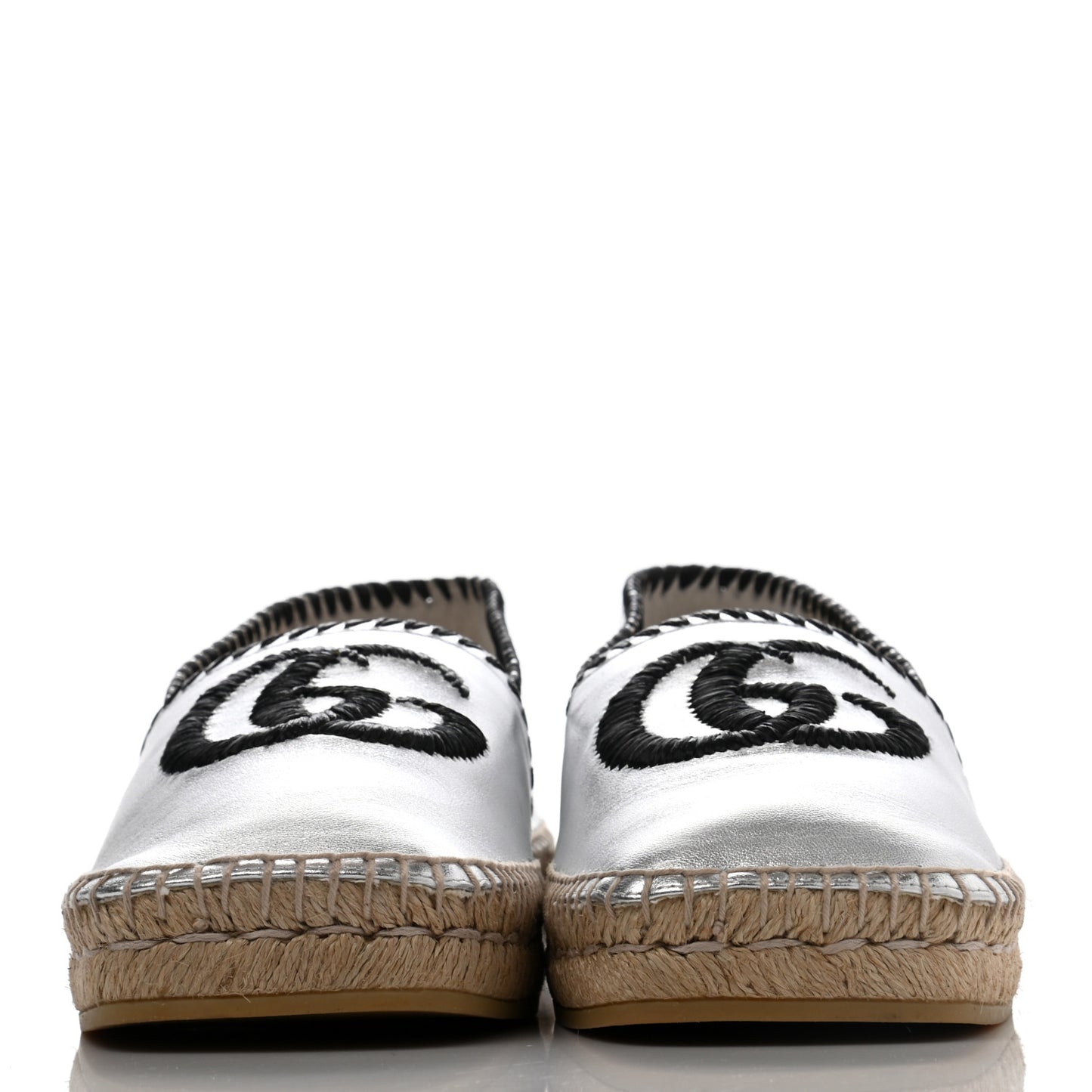 Metallic Nappa GG Marmont Espadrilles 41 Silver