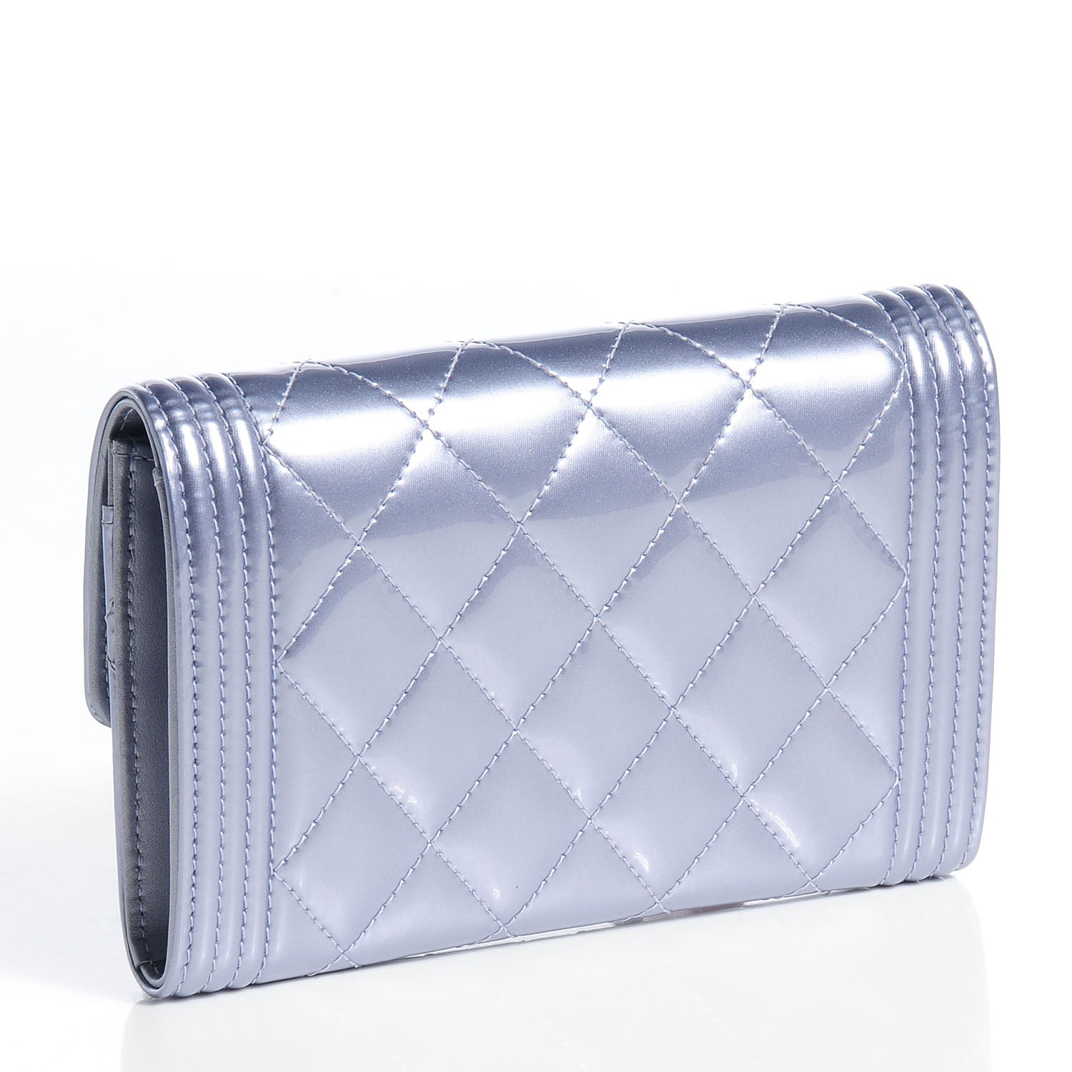 Chanel Patent Quilted Boy Card Holder Wallet Purple 3 of 8