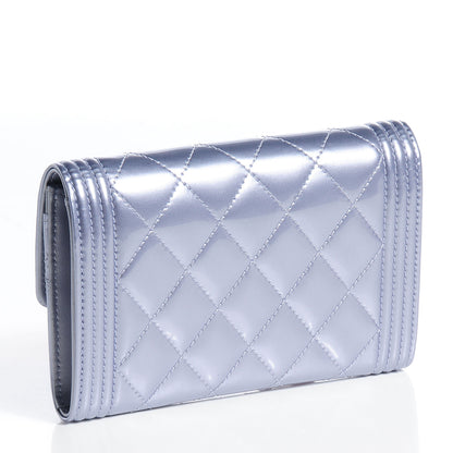 Chanel Patent Quilted Boy Card Holder Wallet Purple 3 of 8