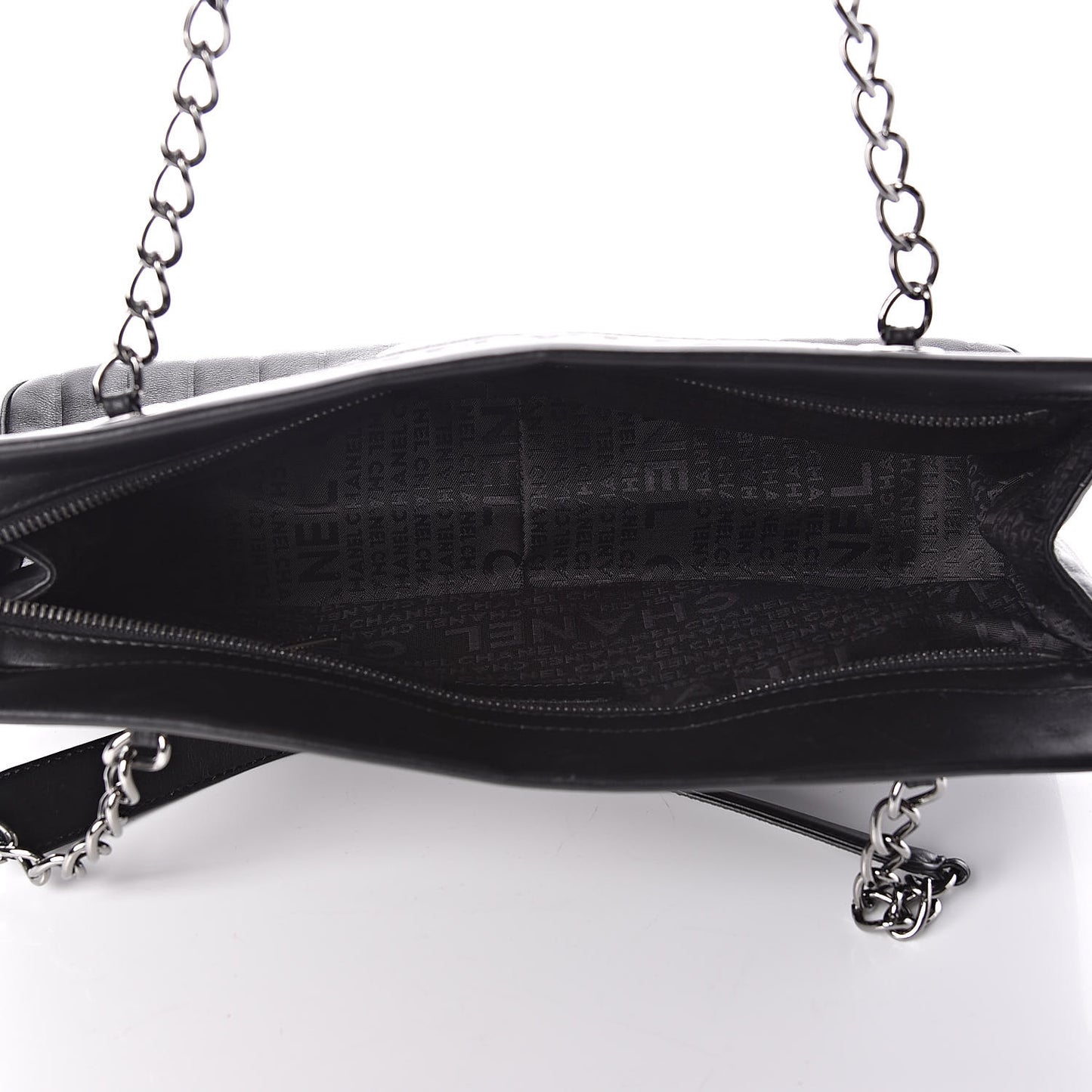 Calfskin Vertical Quilted Lax East West Shoulder Bag Black