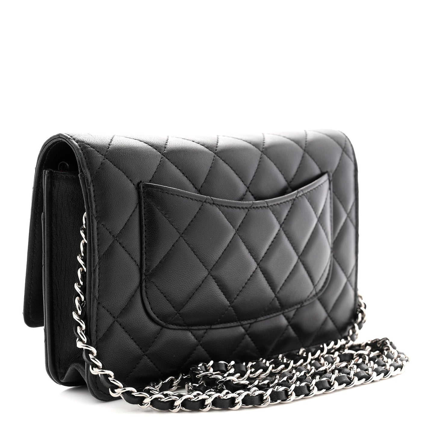 Lambskin Quilted Wallet On Chain WOC Black